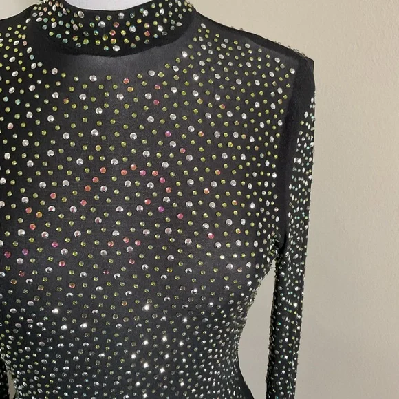 1. Sheer Rhinestone Elegant Black and White Jumpsuit Size Unknown. - Picture 7 of 11